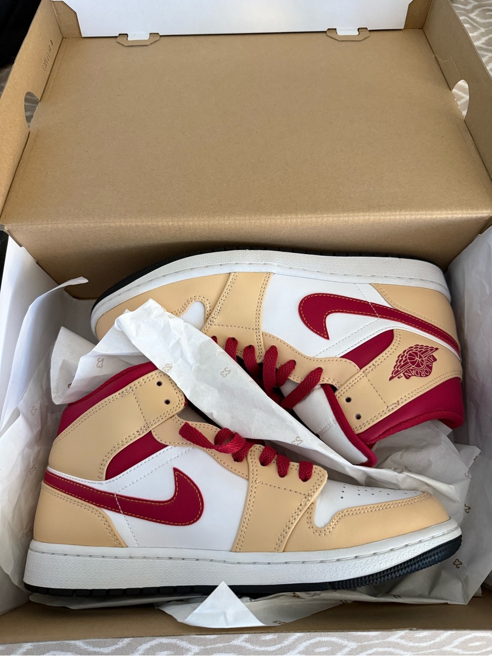 Nike Air Jordan 1 Low in Red, Cream & White